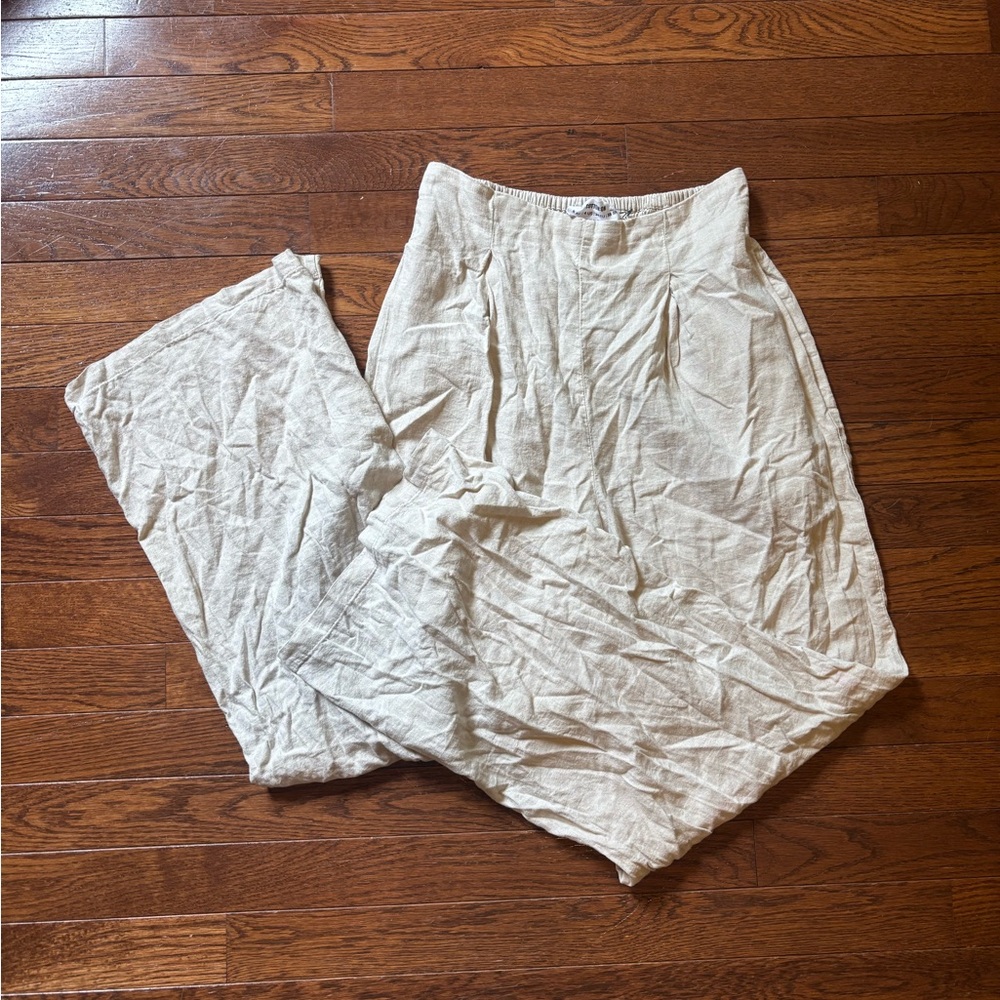 Cotton On Cream Linen Wide Leg Pants